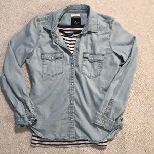 American Eagle denim slim fit boyfriend button up